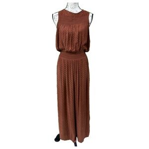 dRA Los Angeles Romper MED Rust Red Orange Mono Polka Dot Keyhole Ruched Pant